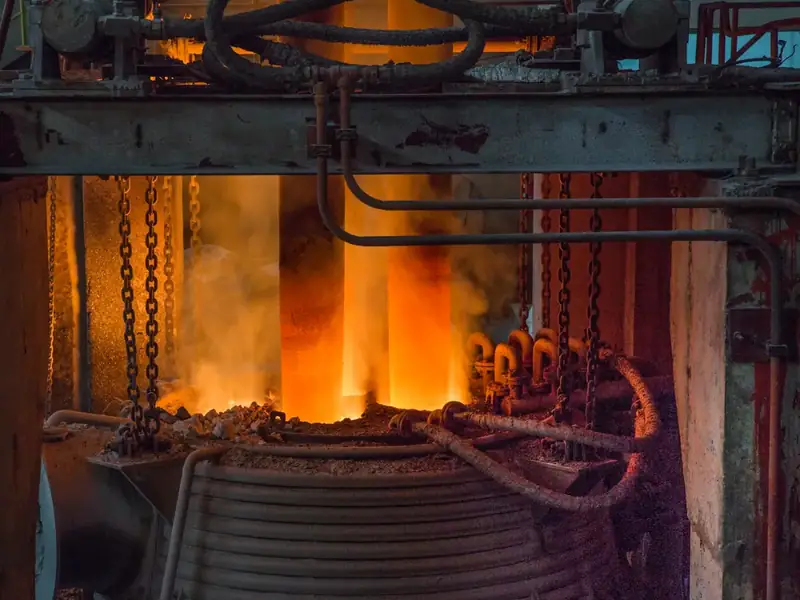 Industrial furnace glowing with heat