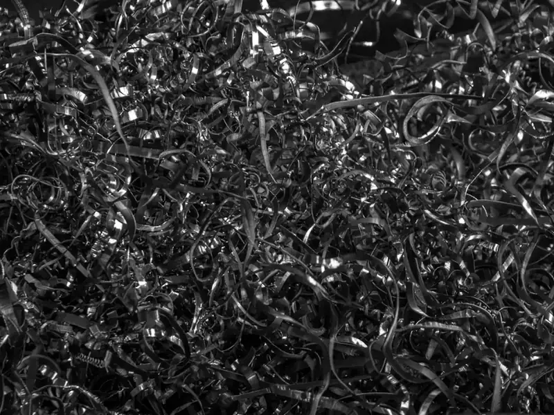 Pile of grey metal turnings and chips